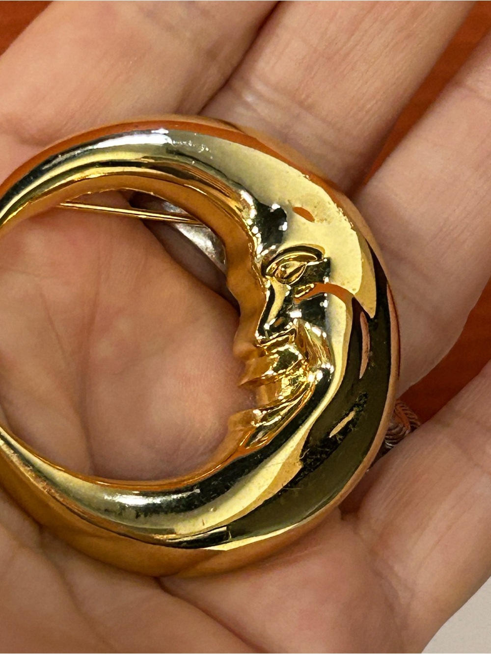 Fabulous large vintage moon brooch